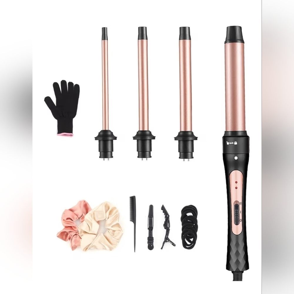 4-in-1 Professional Curling Wand Set | Interchangeable Ceramic Curling Iron Kit